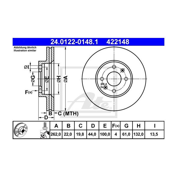 ATE Bremsscheibe 24.0122-0148.1