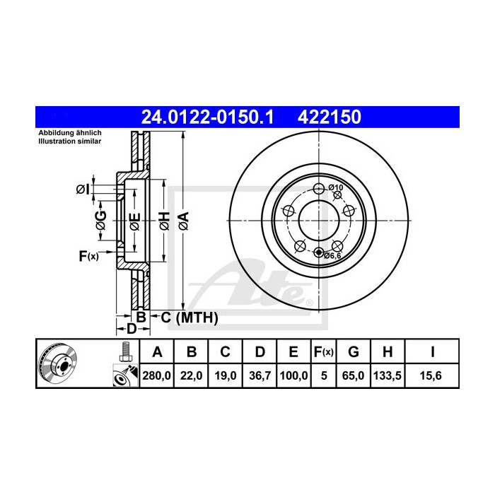 ATE Bremsscheibe 24.0122-0150.1
