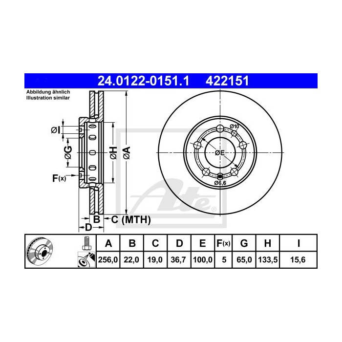 ATE Bremsscheibe 24.0122-0151.1