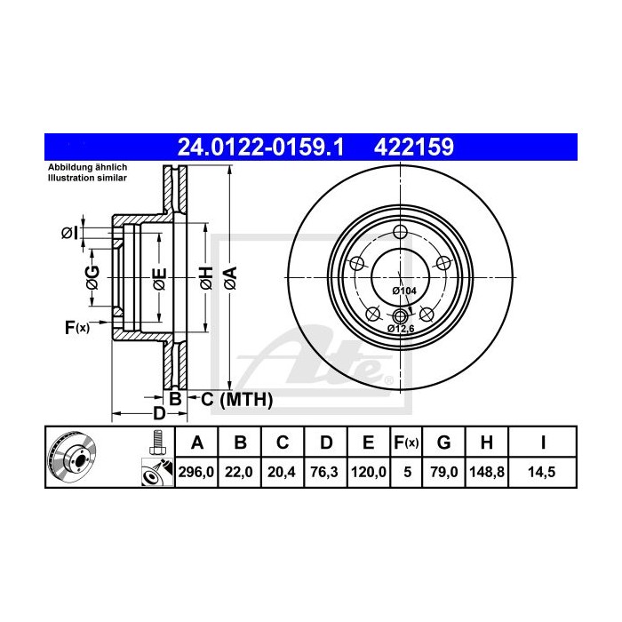 ATE Bremsscheibe 24.0122-0159.1