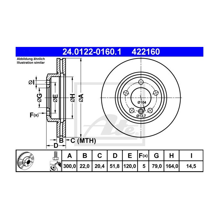 ATE Bremsscheibe 24.0122-0160.1
