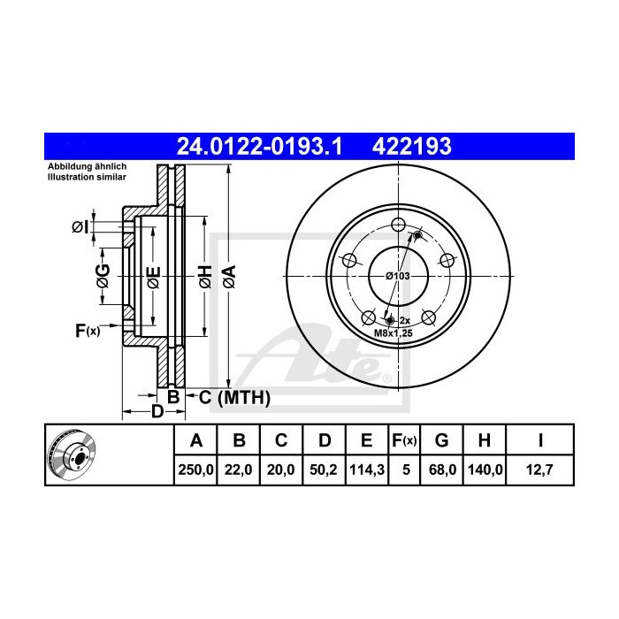 ATE Bremsscheibe 24.0122-0193.1