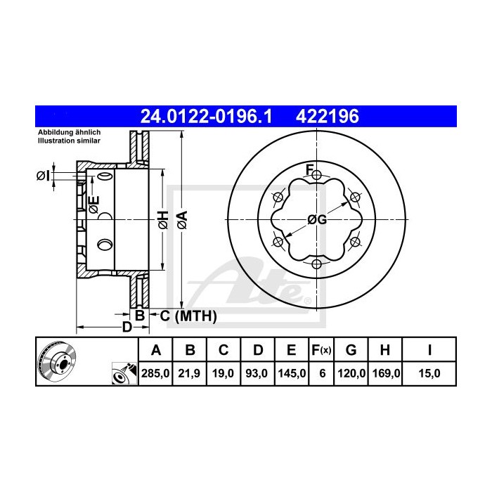 ATE Bremsscheibe 24.0122-0196.1
