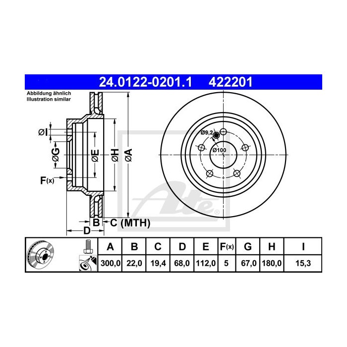 ATE Bremsscheibe 24.0122-0201.1