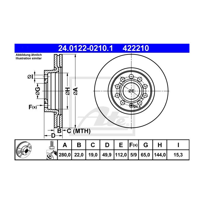 ATE Bremsscheibe 24.0122-0210.1