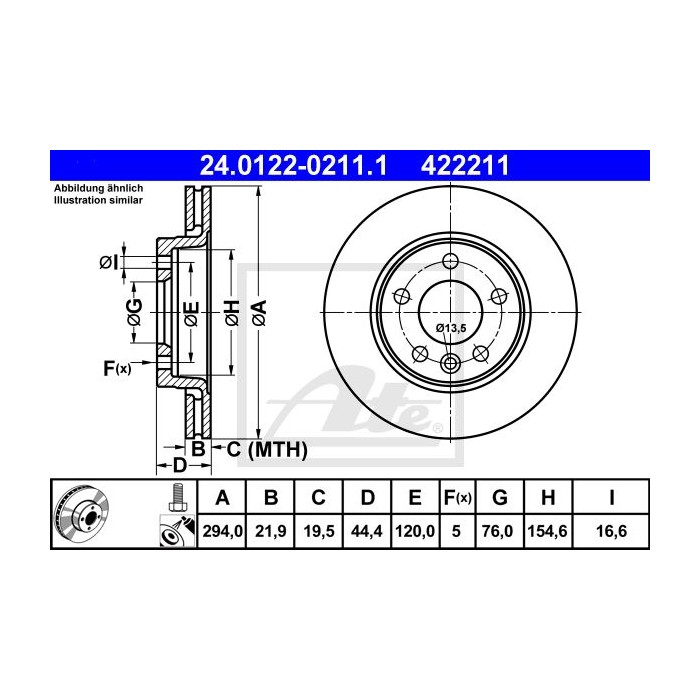 ATE Bremsscheibe 24.0122-0211.1