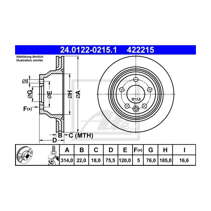 ATE Bremsscheibe 24.0122-0215.1