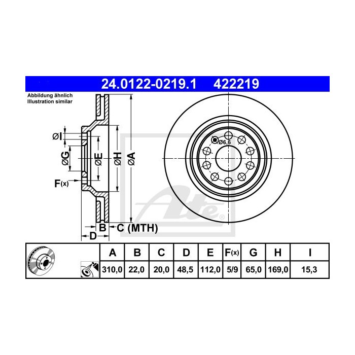 ATE Bremsscheibe 24.0122-0219.1