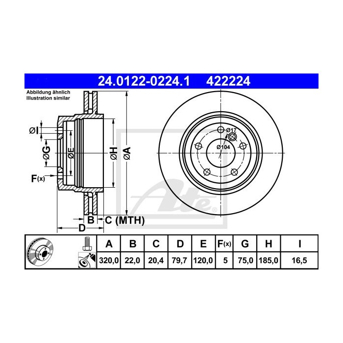 ATE Bremsscheibe 24.0122-0224.1