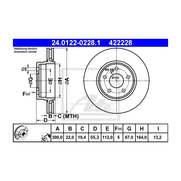 ATE Bremsscheibe 24.0122-0228.1