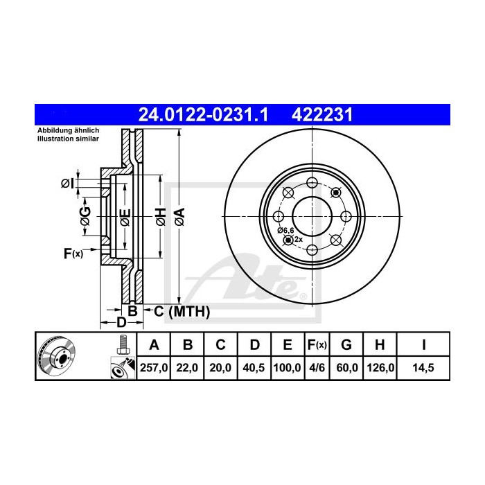 ATE Bremsscheibe 24.0122-0231.1