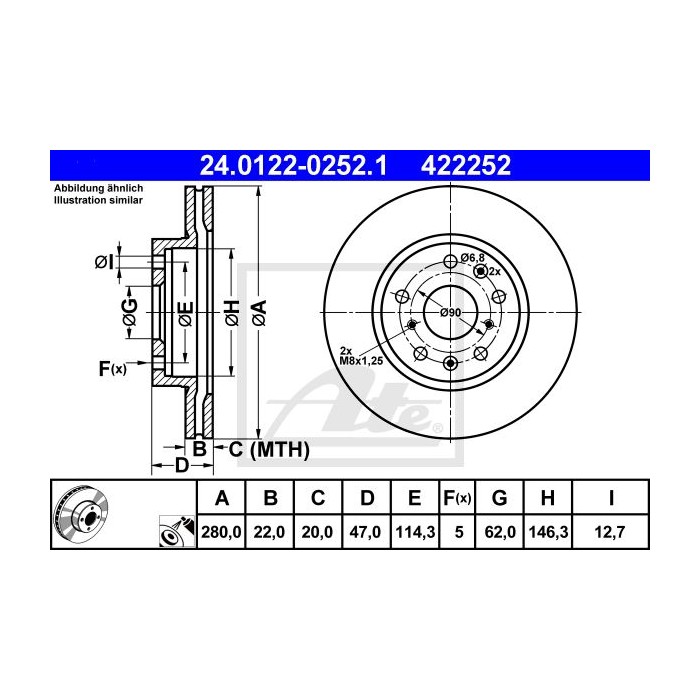 ATE Bremsscheibe 24.0122-0252.1