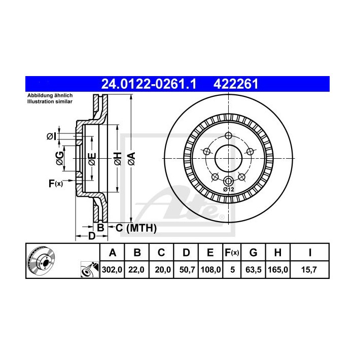 ATE Bremsscheibe 24.0122-0261.1