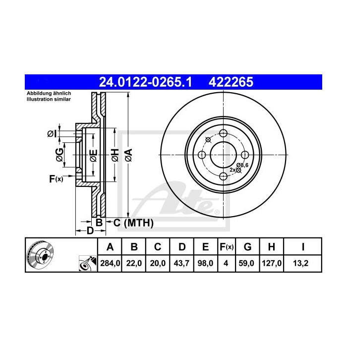 ATE Bremsscheibe 24.0122-0265.1
