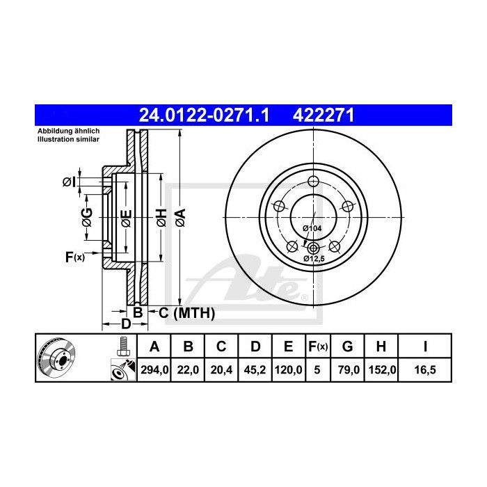 ATE Bremsscheibe 24.0122-0271.1