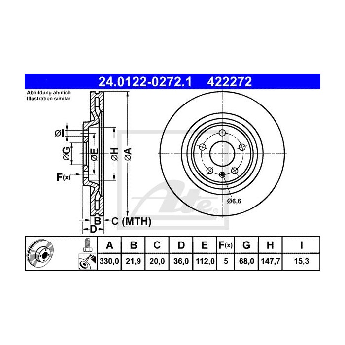 ATE Bremsscheibe 24.0122-0272.1