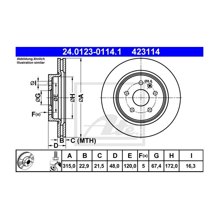 ATE Bremsscheibe 24.0123-0114.1