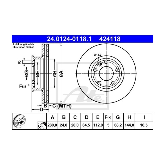 ATE Bremsscheibe 24.0124-0118.1