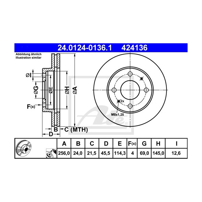 ATE Bremsscheibe 24.0124-0136.1