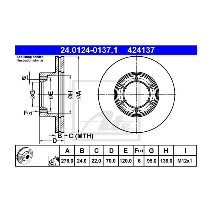 ATE Bremsscheibe 24.0124-0137.1