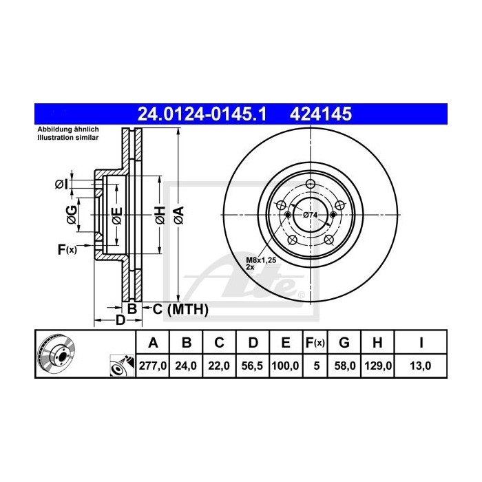 ATE Bremsscheibe 24.0124-0145.1