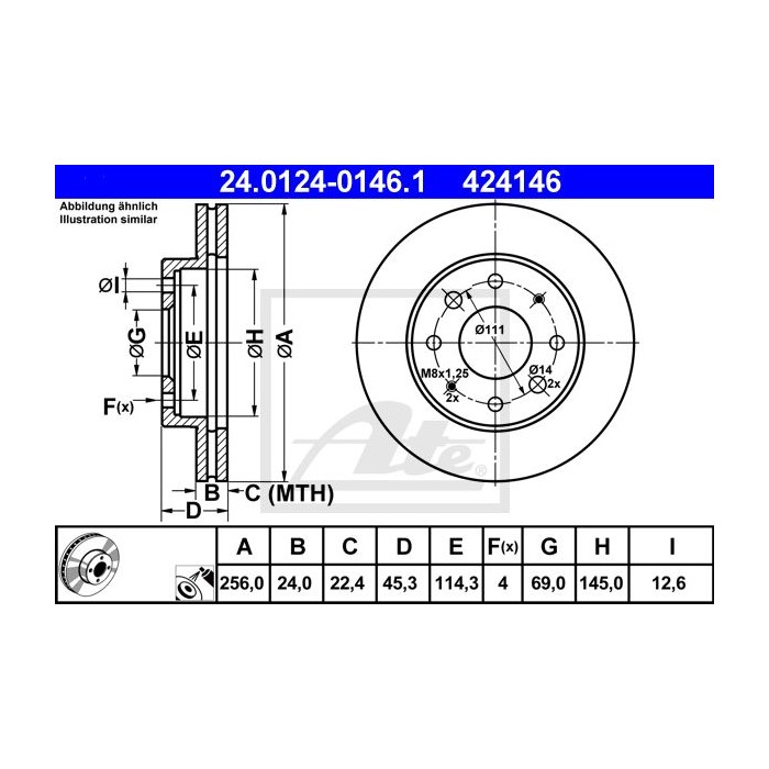 ATE Bremsscheibe 24.0124-0146.1