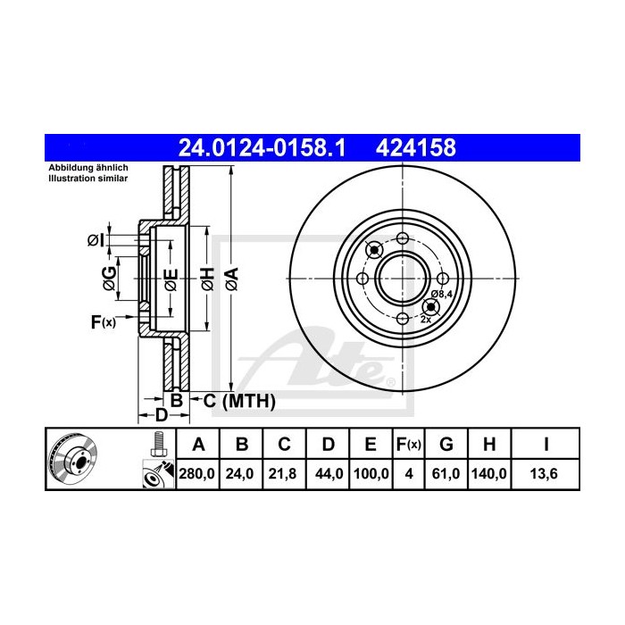 ATE Bremsscheibe 24.0124-0158.1