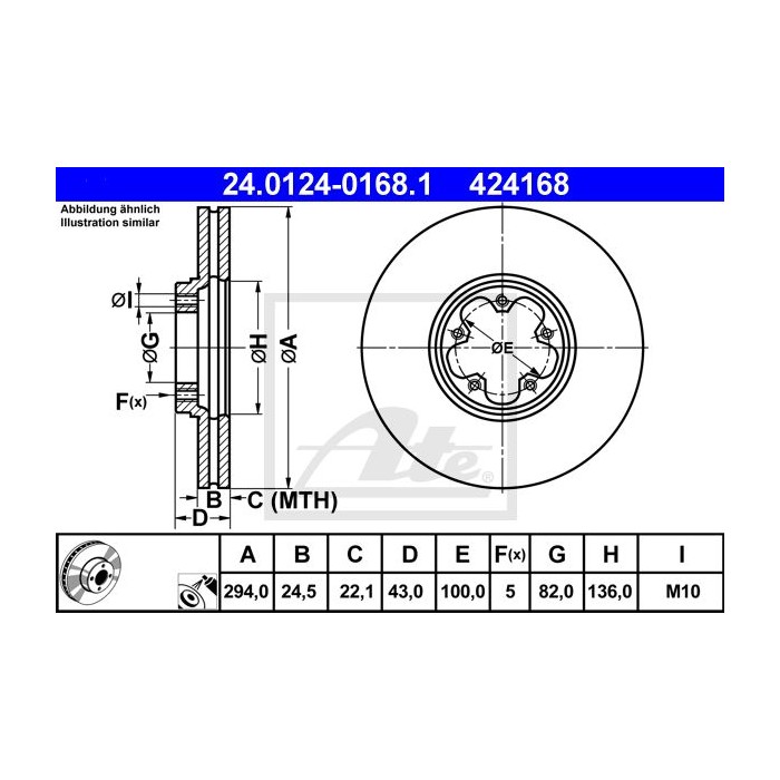 ATE Bremsscheibe 24.0124-0168.1