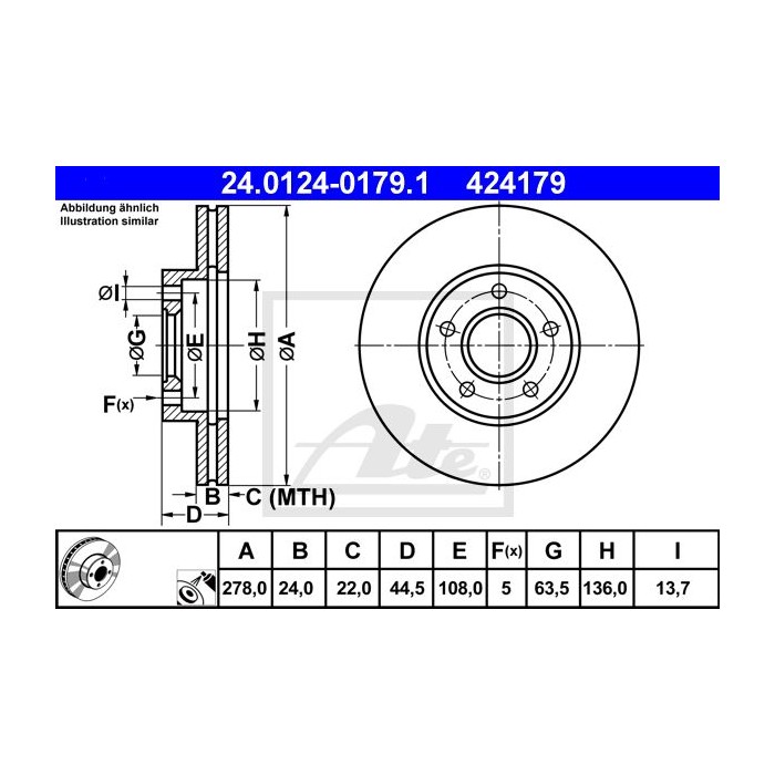 ATE Bremsscheibe 24.0124-0179.1