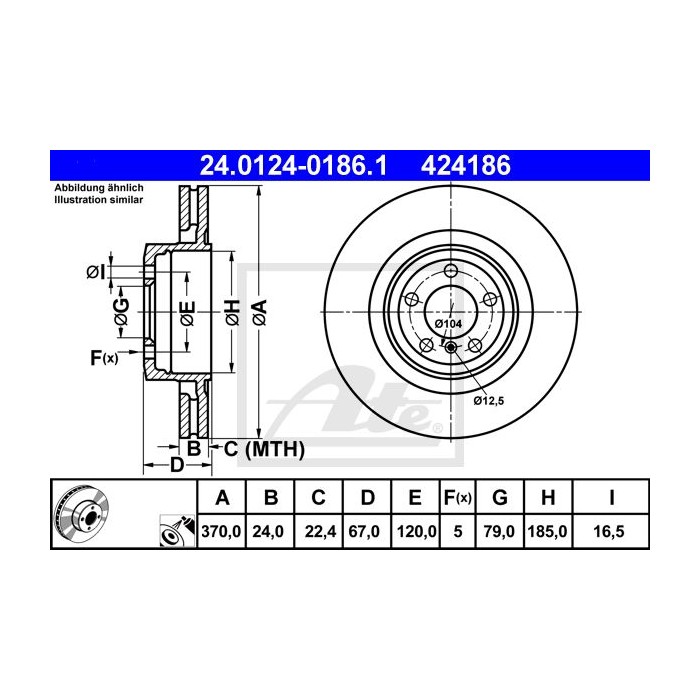 ATE Bremsscheibe 24.0124-0186.1