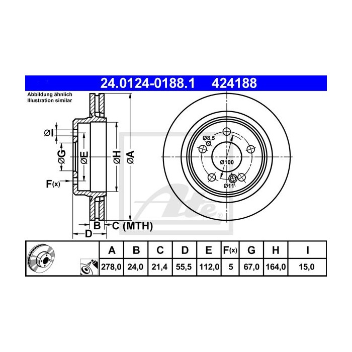 ATE Bremsscheibe 24.0124-0188.1