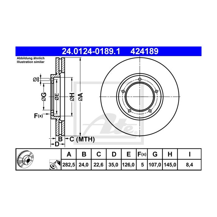 ATE Bremsscheibe 24.0124-0189.1