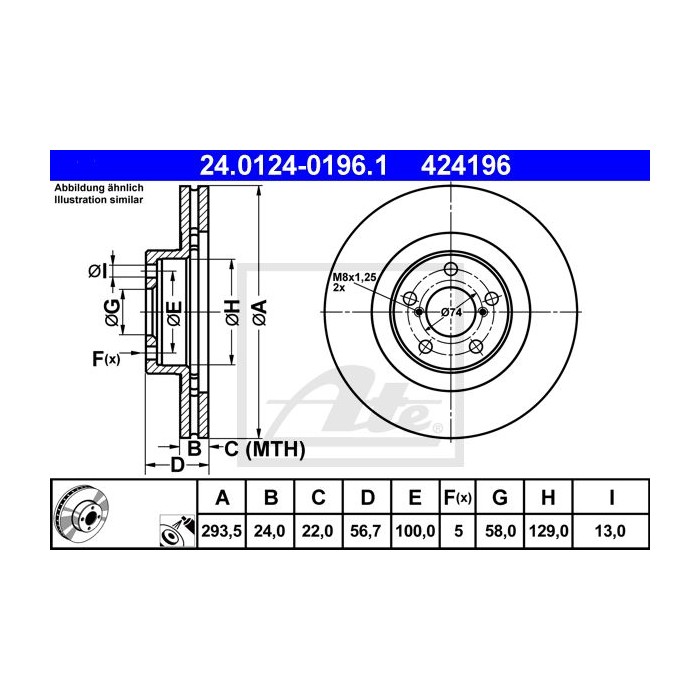 ATE Bremsscheibe 24.0124-0196.1