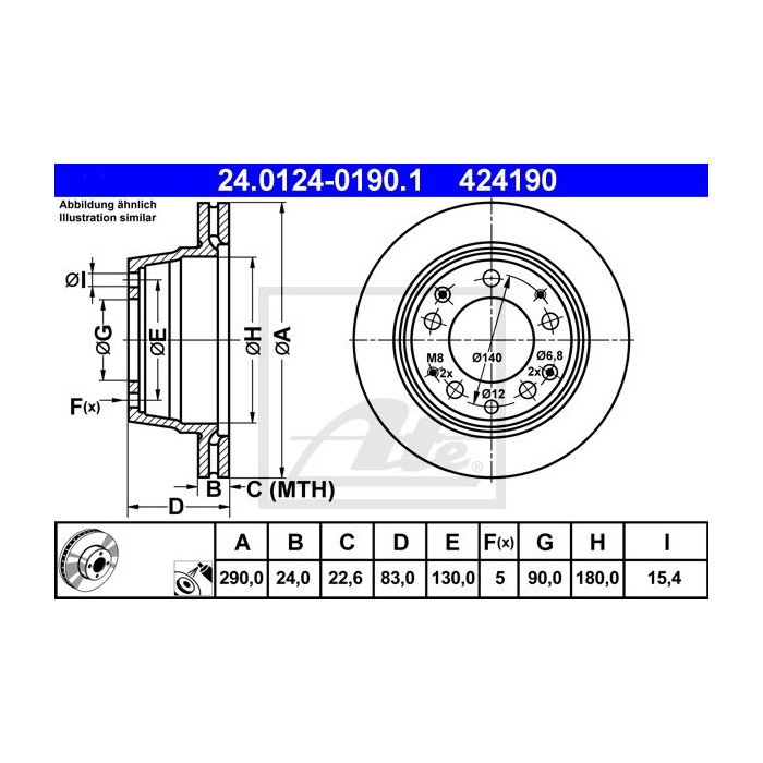 ATE Bremsscheibe 24.0124-0190.1