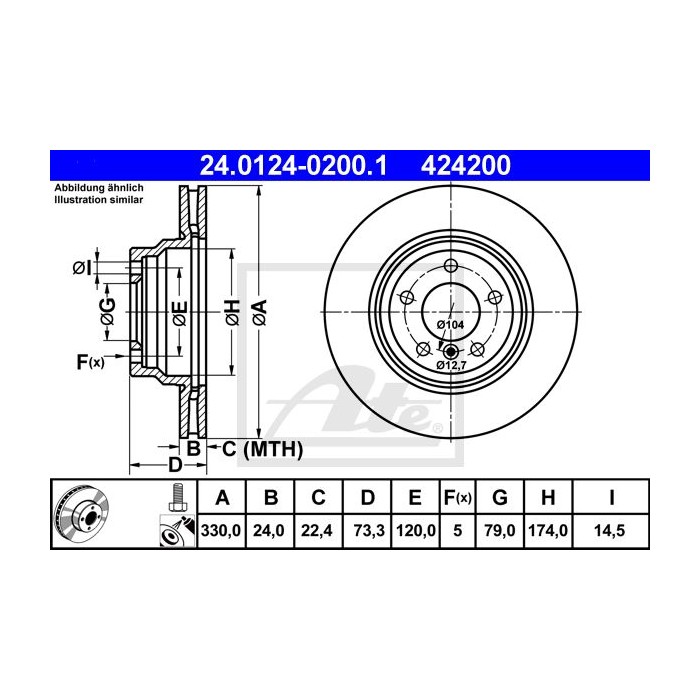 ATE Bremsscheibe 24.0124-0200.1