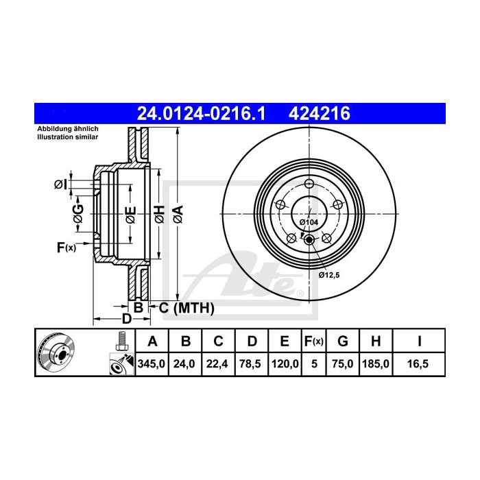 ATE Bremsscheibe 24.0124-0216.1
