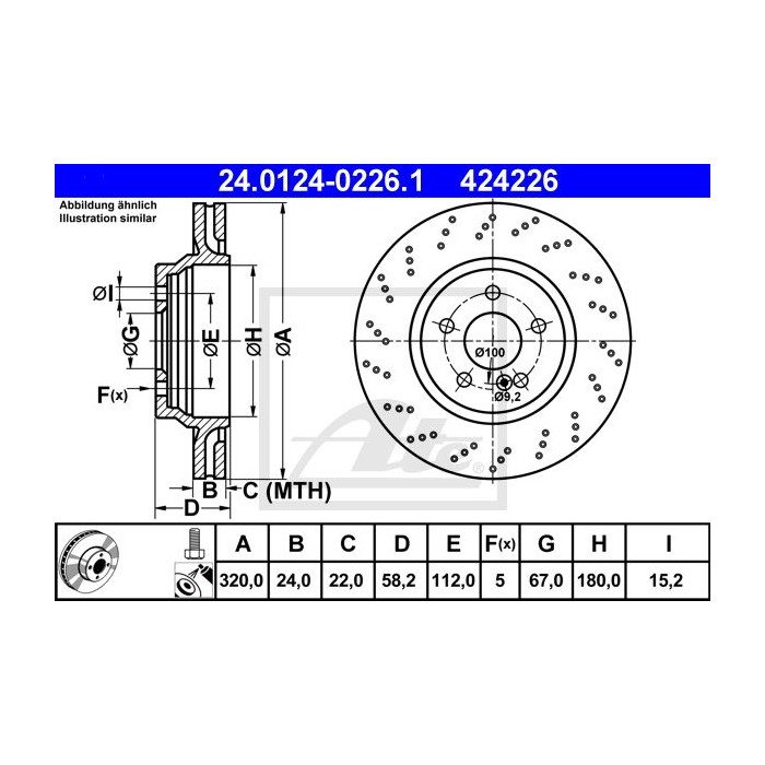 ATE Bremsscheibe 24.0124-0226.1