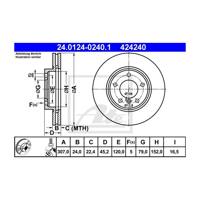 ATE Bremsscheibe 24.0124-0240.1