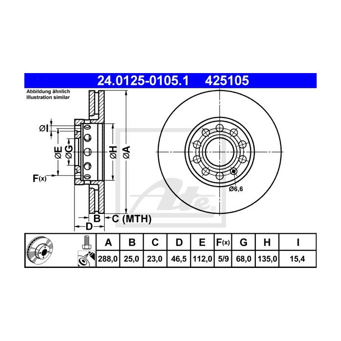 ATE Bremsscheibe 24.0125-0105.1