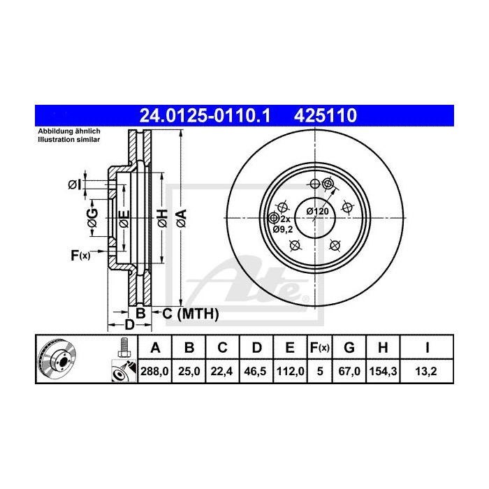 ATE Bremsscheibe 24.0125-0110.1