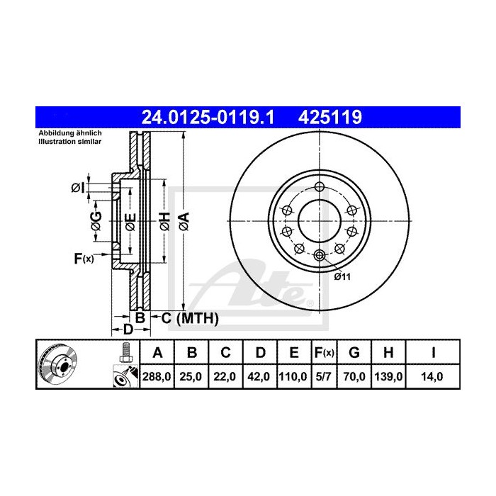 ATE Bremsscheibe 24.0125-0119.1