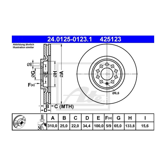 ATE Bremsscheibe 24.0125-0123.1