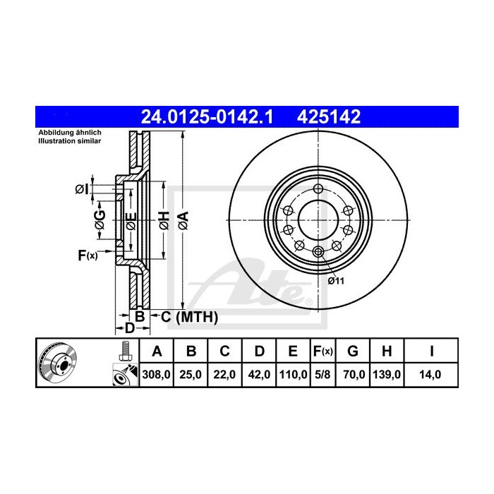 ATE Bremsscheibe 24.0125-0142.1
