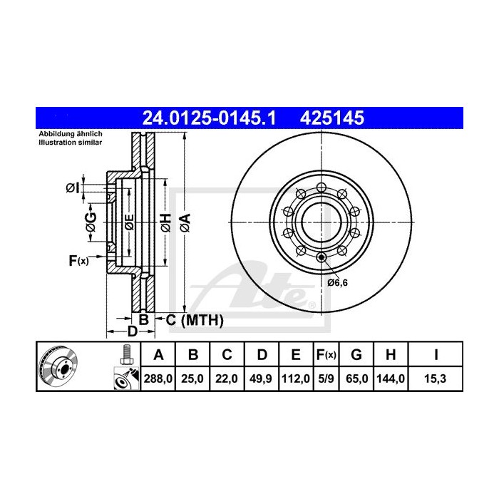 ATE Bremsscheibe 24.0125-0145.1
