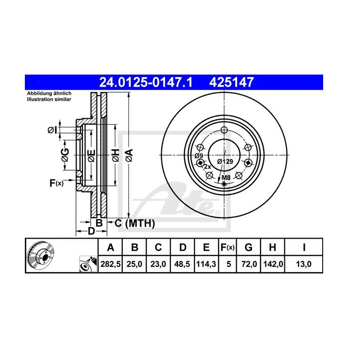 ATE Bremsscheibe 24.0125-0147.1
