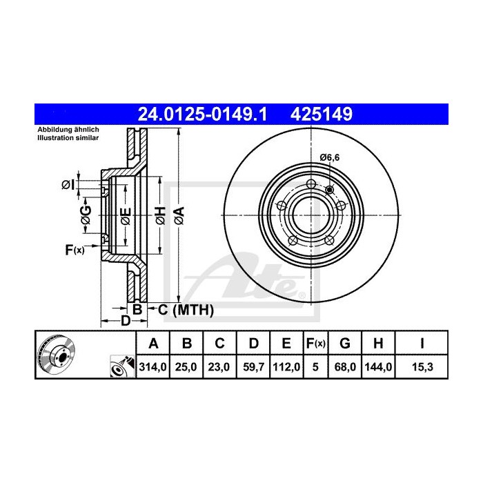 ATE Bremsscheibe 24.0125-0149.1