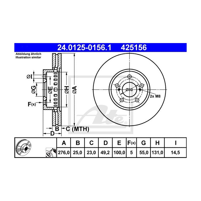 ATE Bremsscheibe 24.0125-0156.1