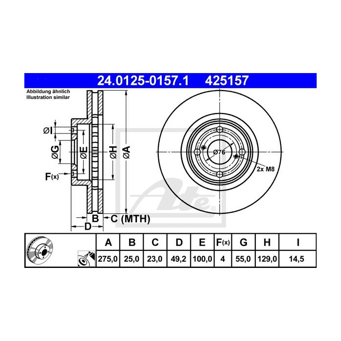 ATE Bremsscheibe 24.0125-0157.1
