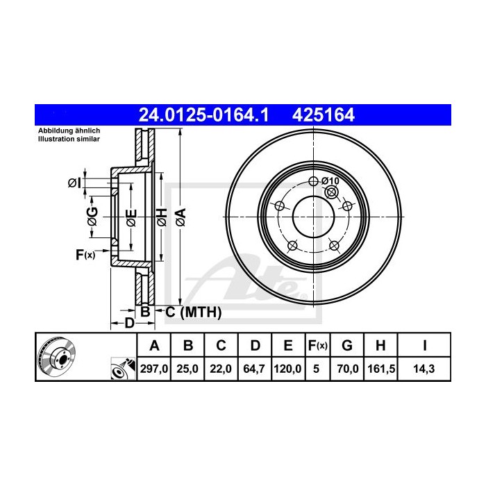 ATE Bremsscheibe 24.0125-0164.1