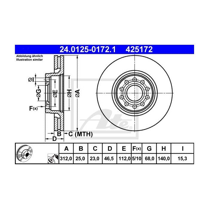 ATE Bremsscheibe 24.0125-0172.1